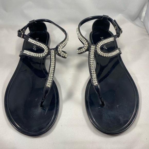 Black plastic rhinestone sandal - Picture 1 of 3